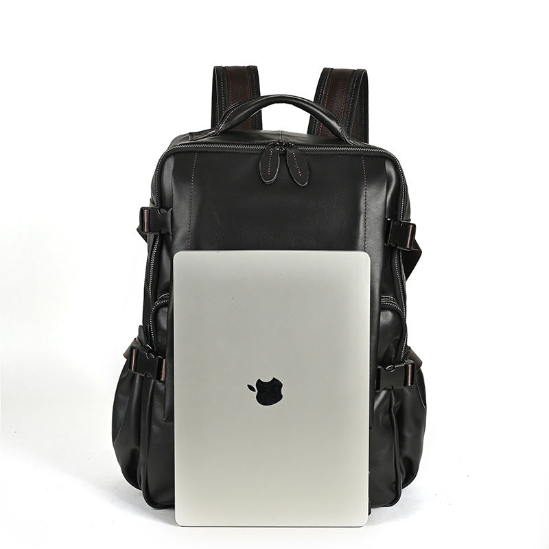 Men's backpack cowhide genuine leather retro casual business travel bag for men computer bag 