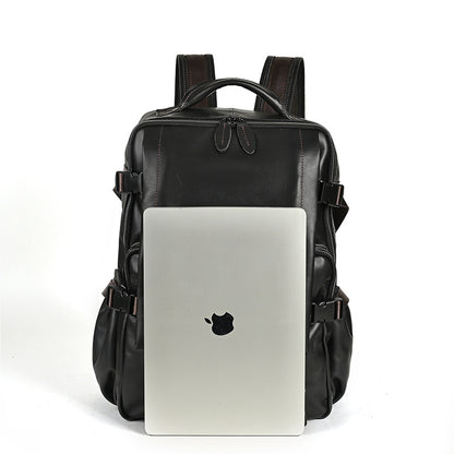 Men's backpack cowhide genuine leather retro casual business travel bag for men computer bag 