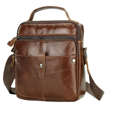 Men's Shoulder Bag Cowhide Casual Korean Fashion Crossbody Bag for Men 