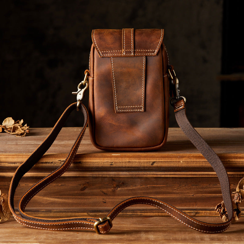 Men's Shoulder Bag Original Handmade Genuine Cowhide Leather Casual Men's Crossbody Bag Smartphone Pouch