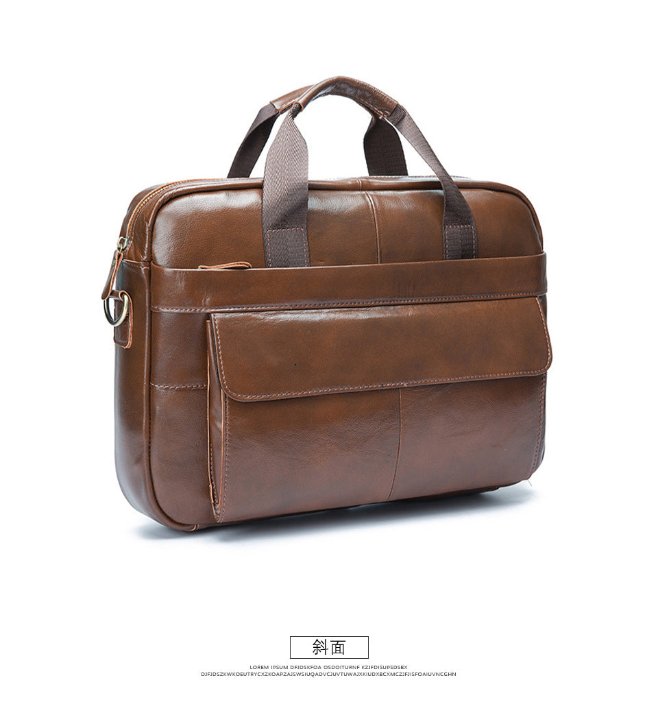 Men's Handbag Briefcase Cowhide Genuine Leather Retro Business Computer Bag for Men 