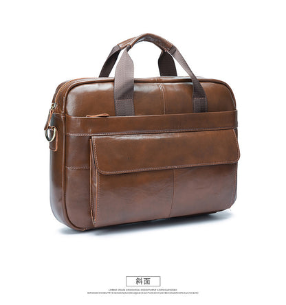 Men's Handbag Briefcase Cowhide Genuine Leather Retro Business Computer Bag for Men 