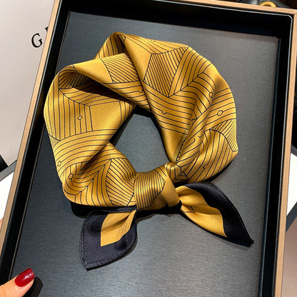 Silk scarf print pattern striped pattern elegant scarf fashion temperament neckerchief