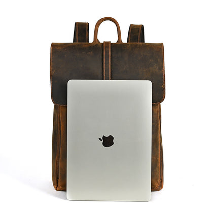 Men's backpack cowhide genuine leather retro casual computer bag for men 