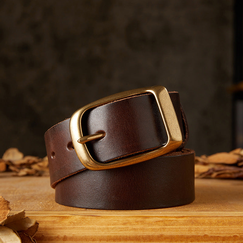 Men's Belt Handmade Genuine Cowhide Leather Needle Buckle Casual Vintage Unique Men's Belt 