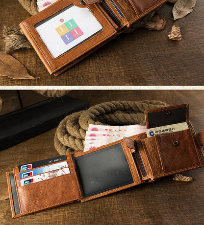Men's Short Wallet Original Korean Fashion Bifold Soft Leather Multifunctional Driving License Men's Wallet 
