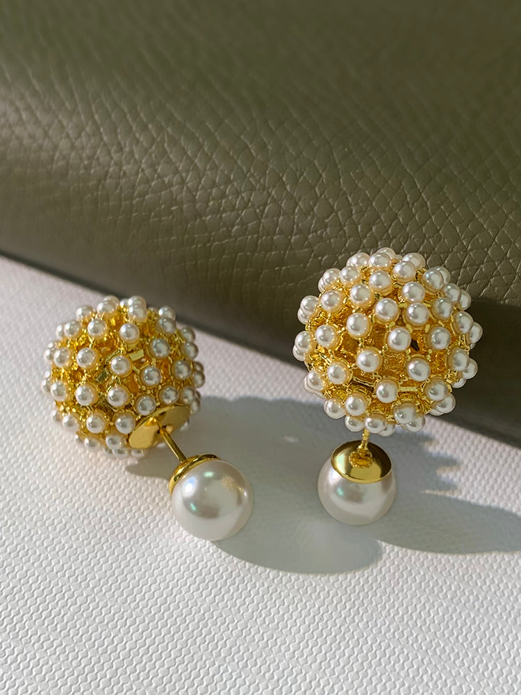 D double-sided small pearl earrings women luxury retro temperament earrings luxury earrings 