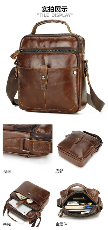 Men's Shoulder Bag Cowhide Casual Korean Fashion Crossbody Bag for Men 