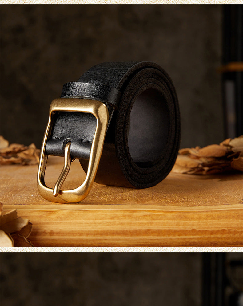 Men's Belt Handmade Genuine Cowhide Leather Needle Buckle Casual Vintage Unique Men's Belt 