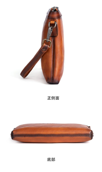 Men's Clutch Bag Genuine Cowhide Leather Retro Casual Men's Handbag 