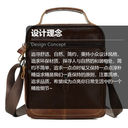 Men's Shoulder Bag Cowhide Casual Korean Fashion Crossbody Bag for Men 