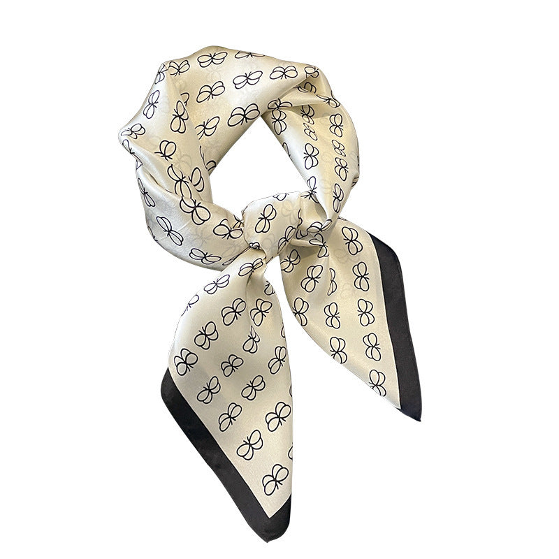 Silk Scarf Women Printed Pattern Scarf Elegant Stole Muffler Commuting Temperament Scarf 