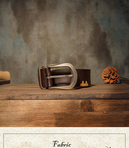 Men's Belt Handmade Genuine Cowhide Leather Fashion Needle Buckle Men's Belt 