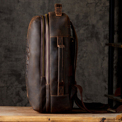 Men's Rucksacks Cowhide Genuine Leather Crazy Horse Handmade Handbags Fashion Computer Bags for Men 