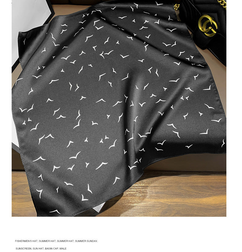 Silk scarf printed pattern elegant temperament neckerchief ladies scarf high quality