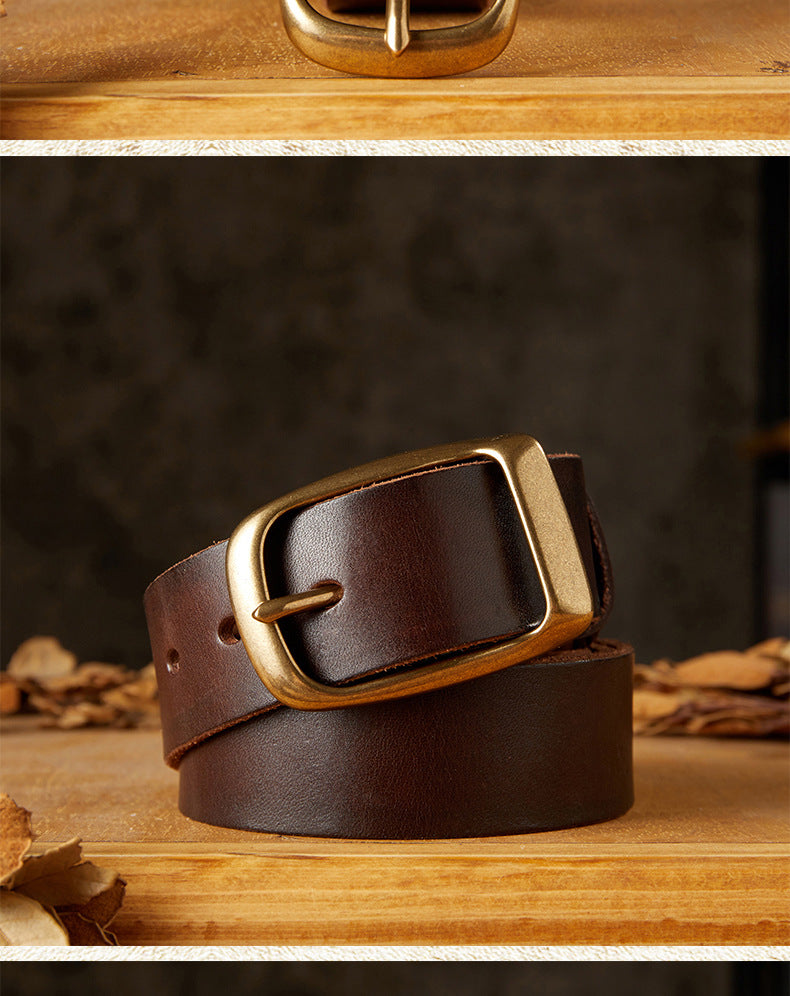 Men's Belt Handmade Genuine Cowhide Leather Needle Buckle Casual Vintage Unique Men's Belt 