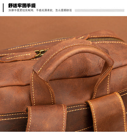 Men's backpack genuine leather cowhide retro large capacity men computer bag 
