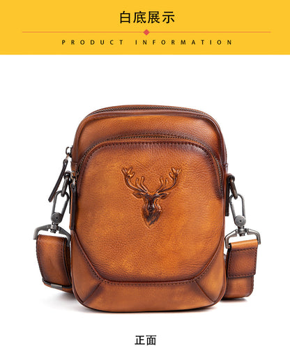 Men's Bust Bag Versatile Cowhide Genuine Leather Retro Casual Crossbody Bag for Men 