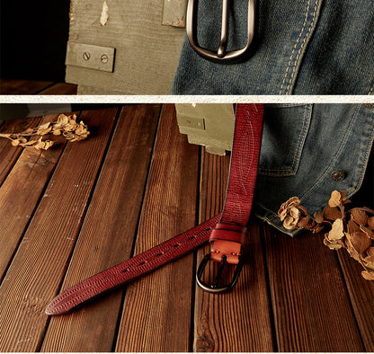 Men's Belt Handmade Cowhide Needle Buckle Korean Fashion Casual Retro Men's Belt 