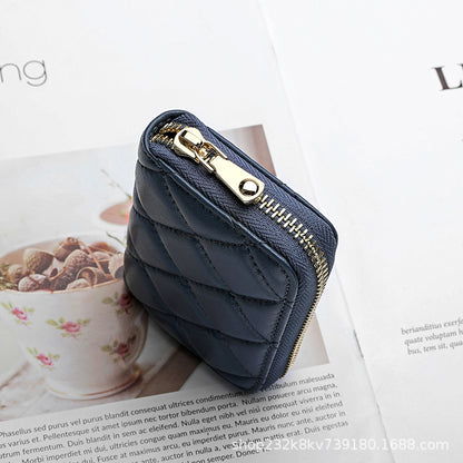 Ladies Short Wallet Women Multifunctional Folding Women's Wallet Check Simple Sheep Leather Coin Purse Ladies Wallet