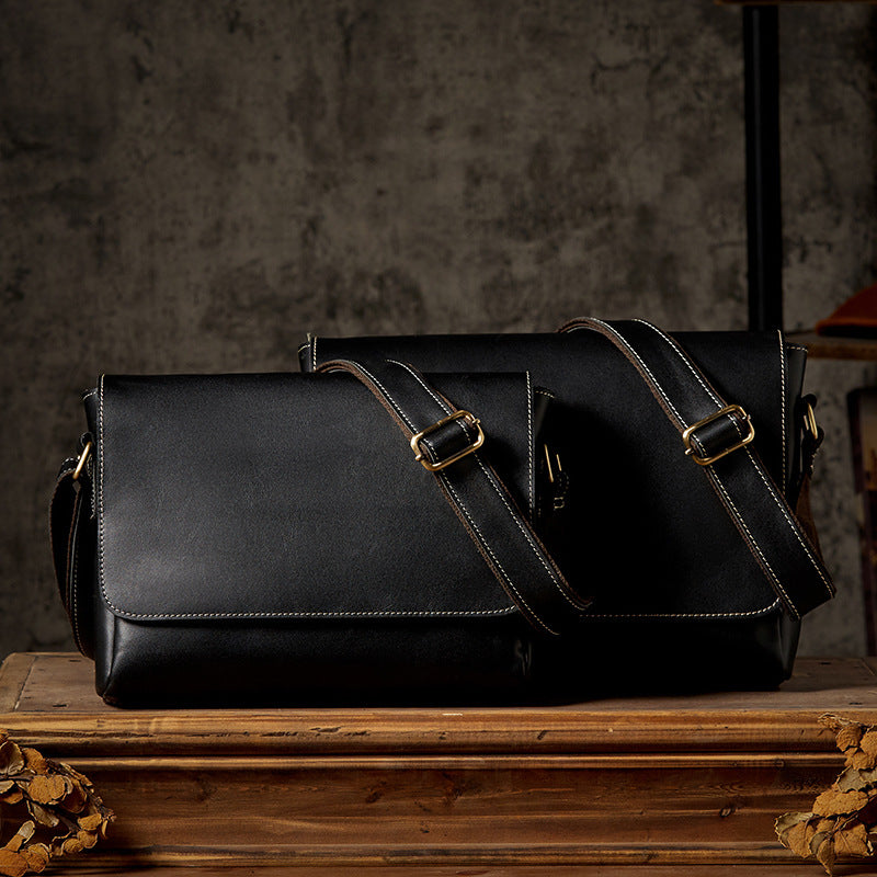 Men's Shoulder Bag Original Handmade Genuine Cowhide Leather Casual Messenger Bag Crossbody Bag 