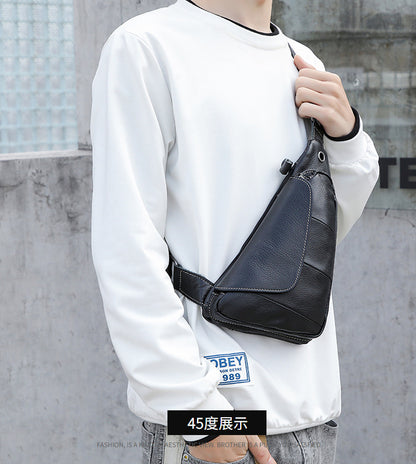 Men's Bust Bag Genuine Cowhide Leather Fashion Casual Retro Multifunctional Crossbody Bag for Men 