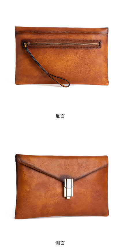 Men's Clutch Bag Cowhide Genuine Leather Retro Casual Men's Handbag 