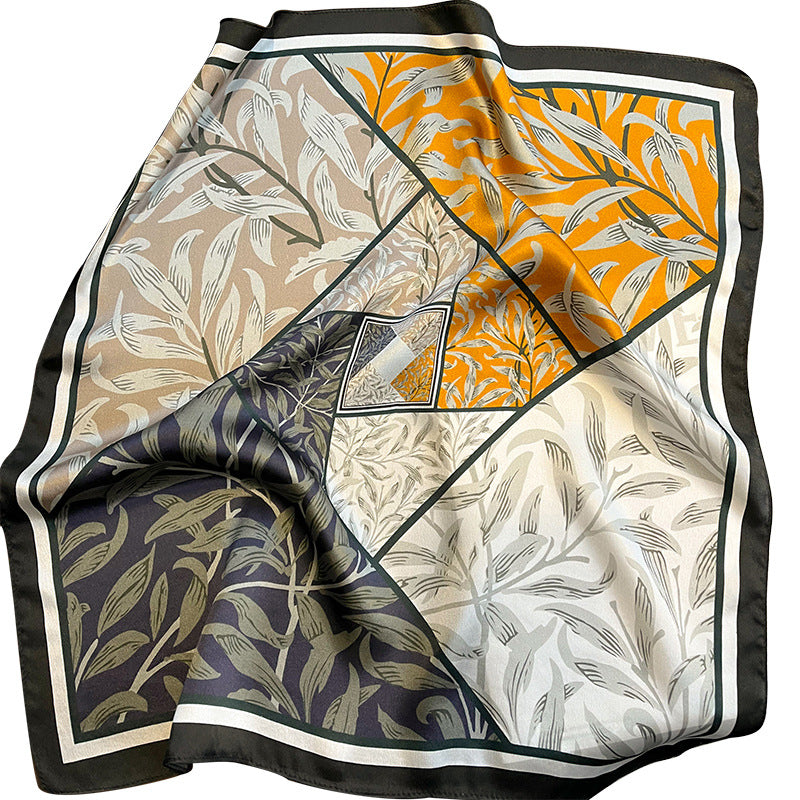 Silk scarf color matching printed pattern fashion temperament scarf neckerchief