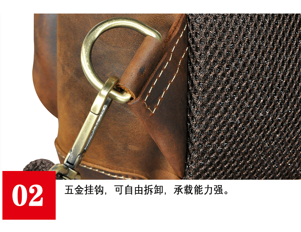 Men's Backpack Cowhide Genuine Leather Versatile Retro Outdoor Fashion Men's Bust Bag 