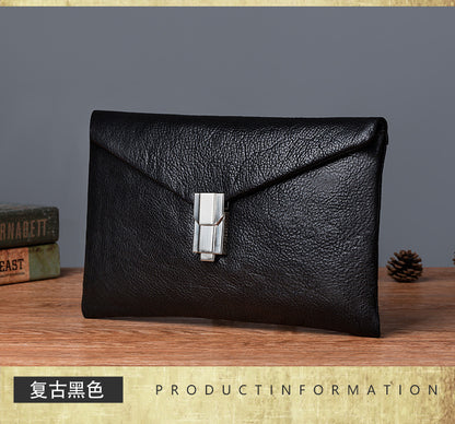 Men's Clutch Bag Cowhide Genuine Leather Retro Casual Men's Handbag 
