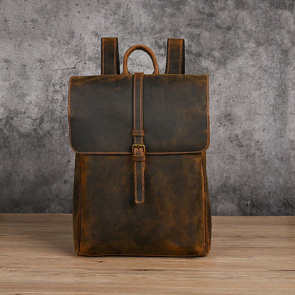 Men's backpack cowhide genuine leather retro casual computer bag for men 