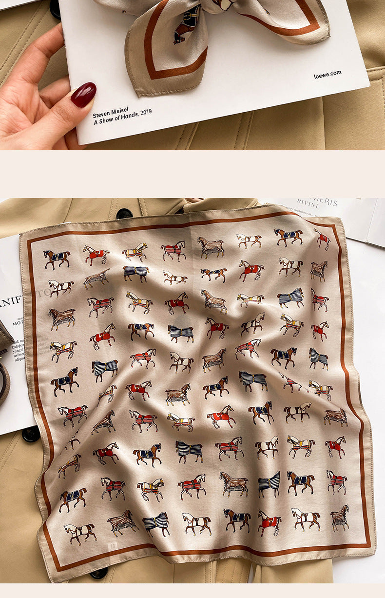 Silk scarf printed pattern neckerchief that goes with anything High quality elegant temperament scarf 
