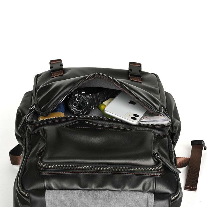 Men's backpack cowhide genuine leather retro casual business travel bag for men computer bag 
