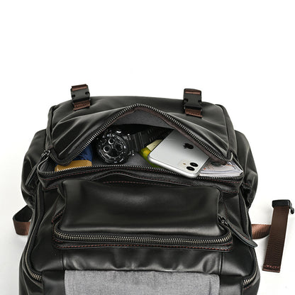 Men's backpack cowhide genuine leather retro casual business travel bag for men computer bag 