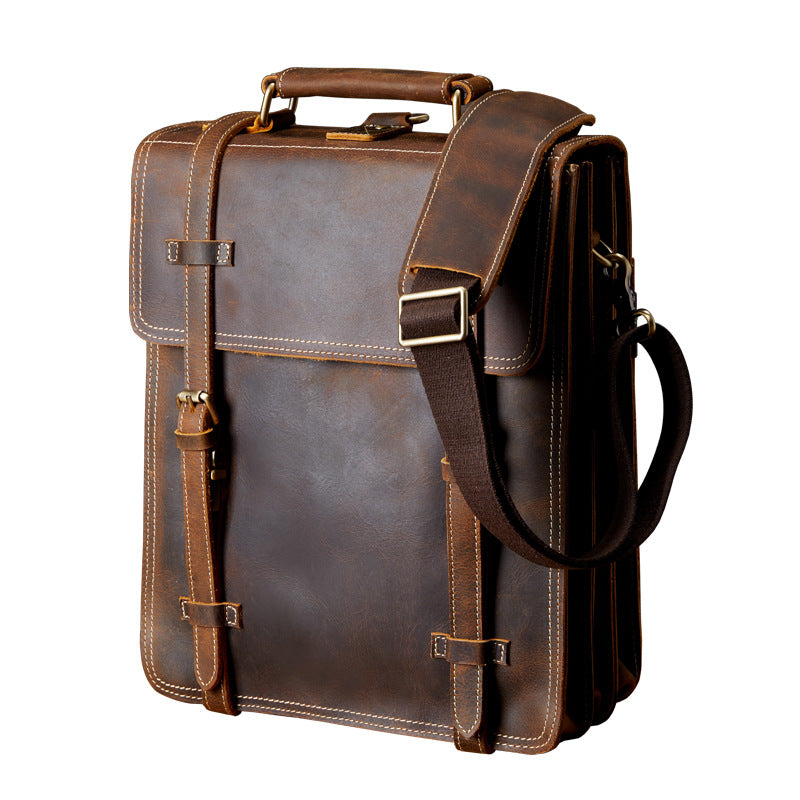 Men's Backpack Handcrafted Genuine Cowhide Leather Retro Multifunctional Casual Crossbody Bag Handbag Handbag for Men 