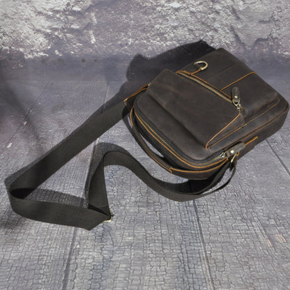 Men's Crossbody Bag Cowhide Genuine Leather Retro Travel Outdoor Men Shoulder Bag 