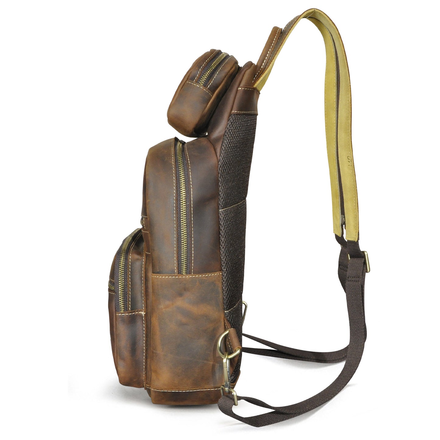 Men's Backpack Cowhide Genuine Leather Versatile Retro Outdoor Fashion Men's Bust Bag 
