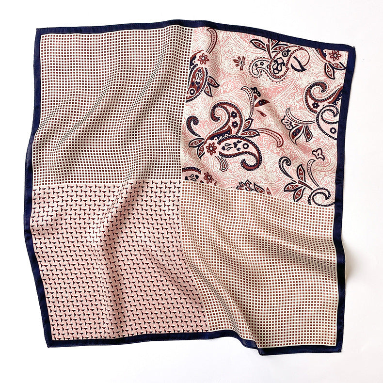 Silk Scarf Women Sheer Fashionable Printed Pattern Muffler Decorate Elegant Temperament Neckerchief