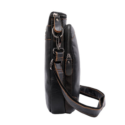 Men's Shoulder Bag Genuine Cowhide Business Briefcase Retro Fashion Men Crossbody Bag