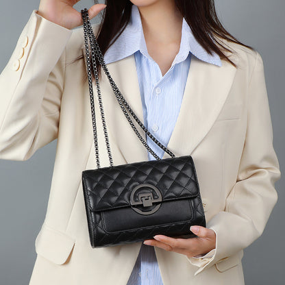 Genuine leather women's bag crossbody bag fashion net popular check chain bag shoulder bag. Pochette