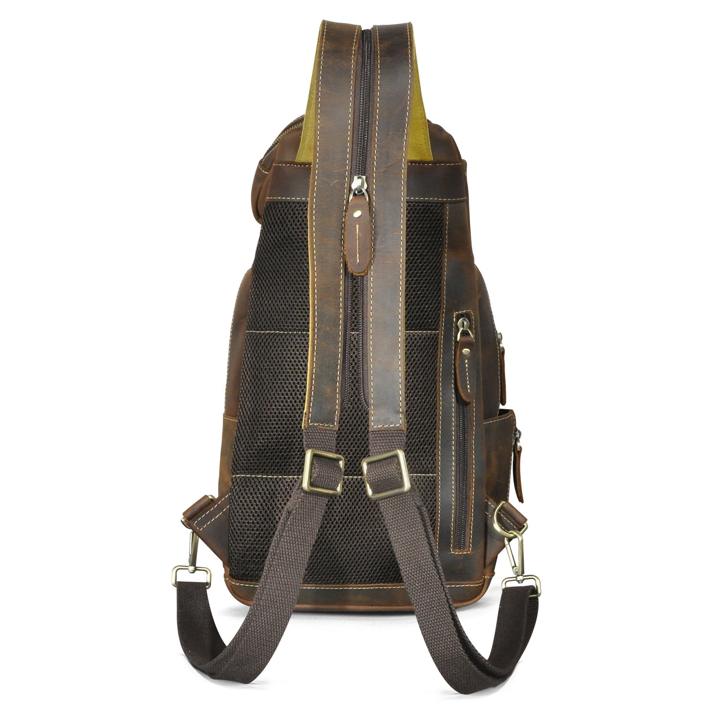Men's Backpack Cowhide Genuine Leather Versatile Retro Outdoor Fashion Men's Bust Bag 