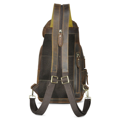 Men's Backpack Cowhide Genuine Leather Versatile Retro Outdoor Fashion Men's Bust Bag 