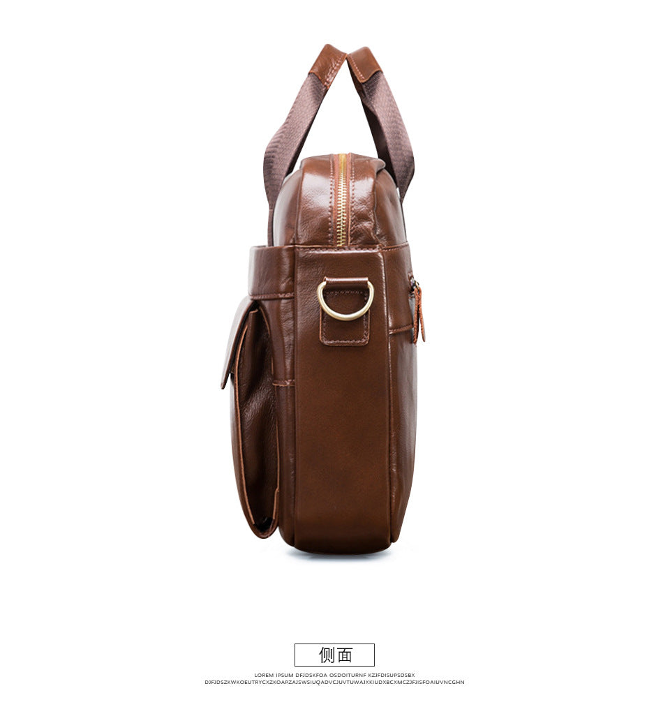 Men's Handbag Briefcase Cowhide Genuine Leather Retro Business Computer Bag for Men 