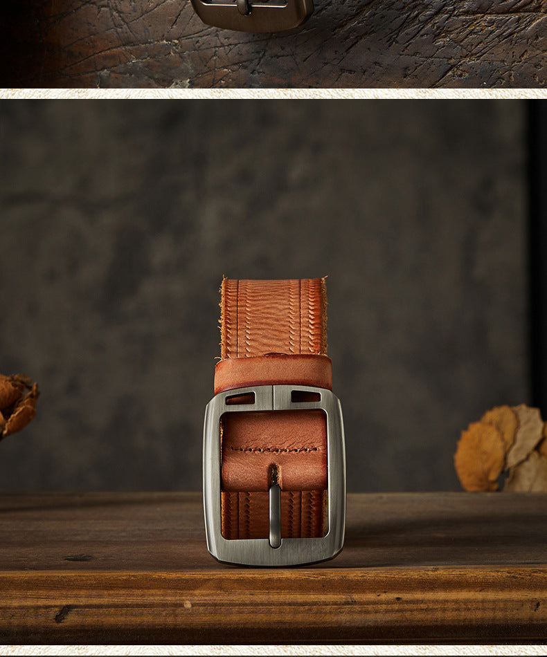 Men's Belt Handmade Fashion Casual Stainless Steel Needle Buckle Men's Belt 