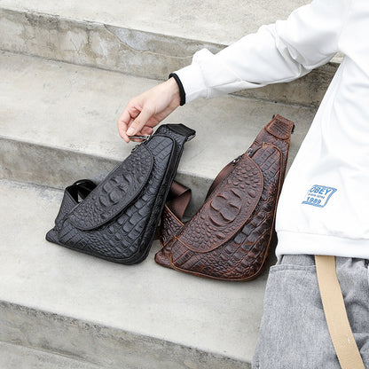 Men's Bust Bag Cowhide Casual Fashion Crossbody Bag Men's Shoulder Bag 