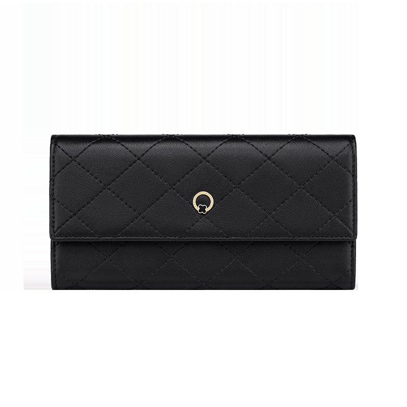 Ladies wallet cowhide plaid multifunctional long wallet clutch bag large capacity mobile bag elegant wallet
