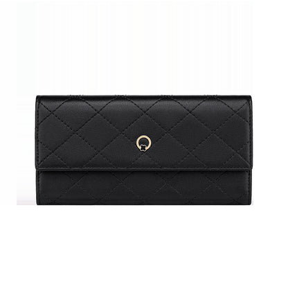 Ladies wallet cowhide plaid multifunctional long wallet clutch bag large capacity mobile bag elegant wallet