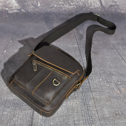 Men's Crossbody Bag Cowhide Genuine Leather Retro Travel Outdoor Men Shoulder Bag 