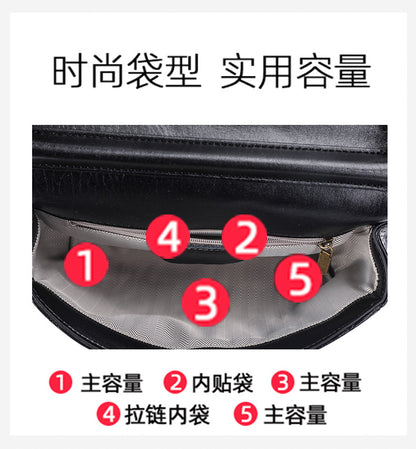 Women's bag Cowhide plaid chain bag Retro luxury fashion shoulder bag that goes with anything. Pochette
