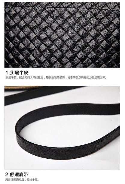 Genuine leather woven women's bag All-in-one crossbody bag Stylish and simple Cowhide shoulder bag that goes with anything. Pochette